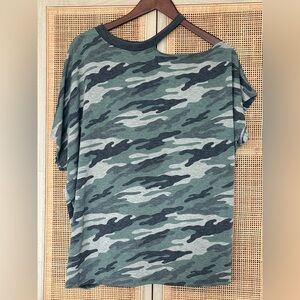 Camouflage Cold Shoulder Top - Oversized, New Without Tags, Large